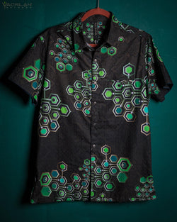 Shirt Men Half Sleeves / Cotton Jacquard Special Edition - MYCELIUM - Yacxilan Artwear