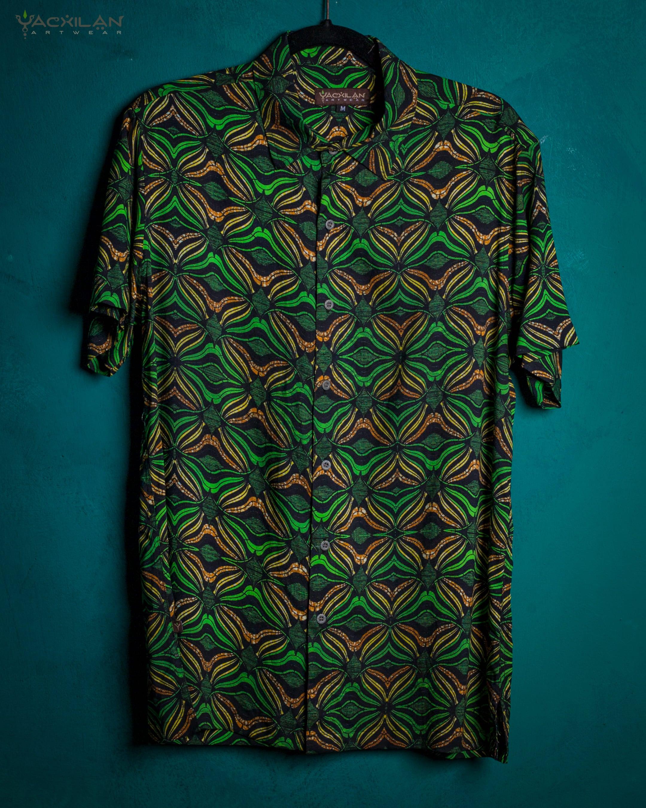 Shirt Men Half Sleeves / Viscose - VEGREEN - Yacxilan Artwear