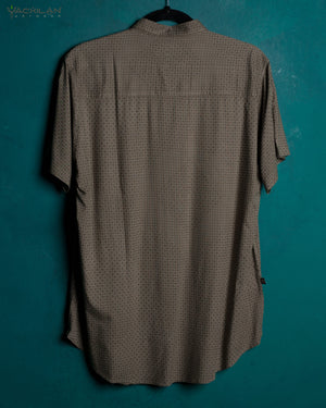 Shirt Men Half Sleeves / Viscose - Screenprint - Sand DROOL