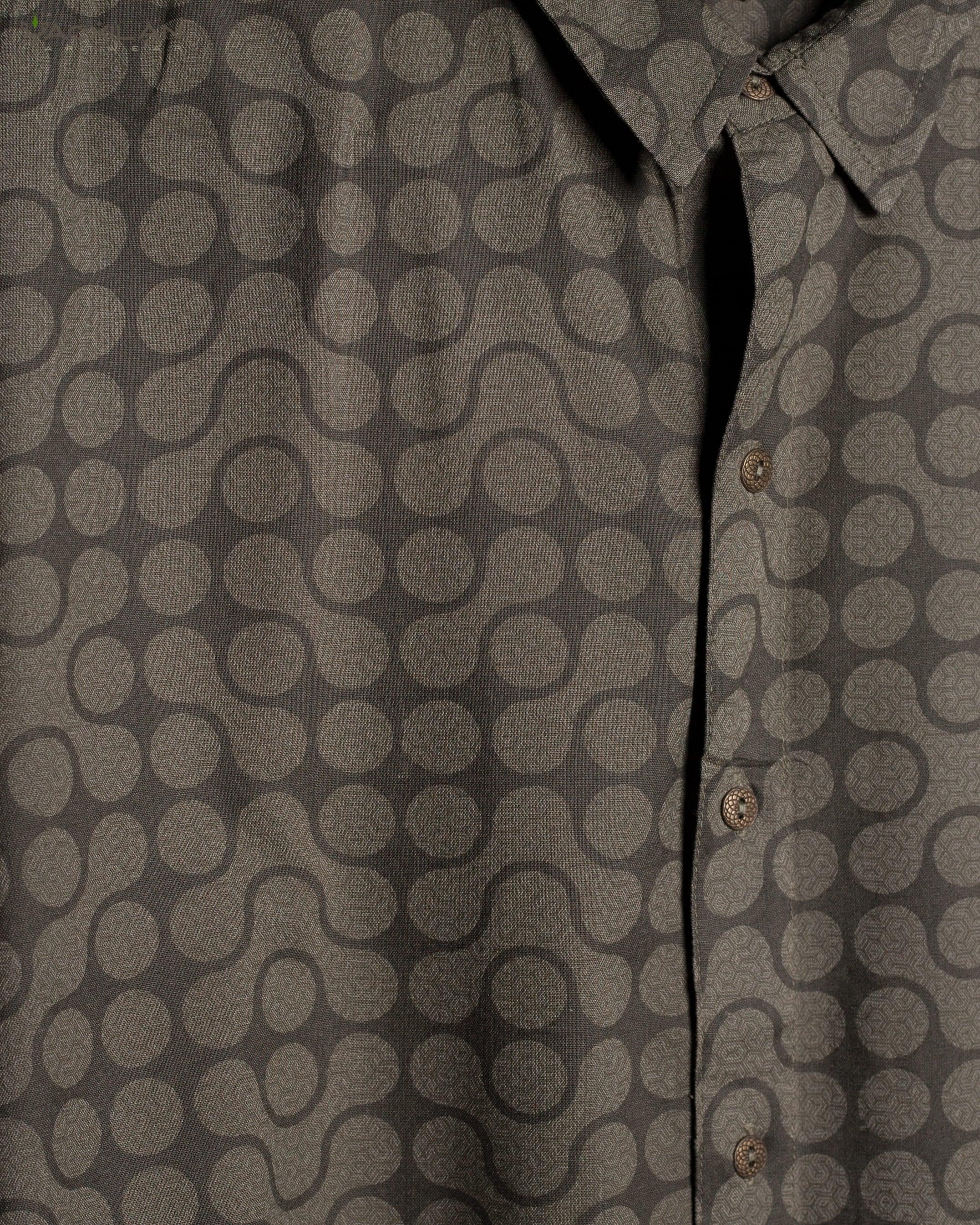 Shirt Men Half Sleeves / Viscose - Screenprint - Sand TETRIS - Yacxilan Artwear