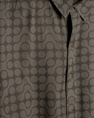 Shirt Men Half Sleeves / Viscose - Screenprint - Sand TETRIS