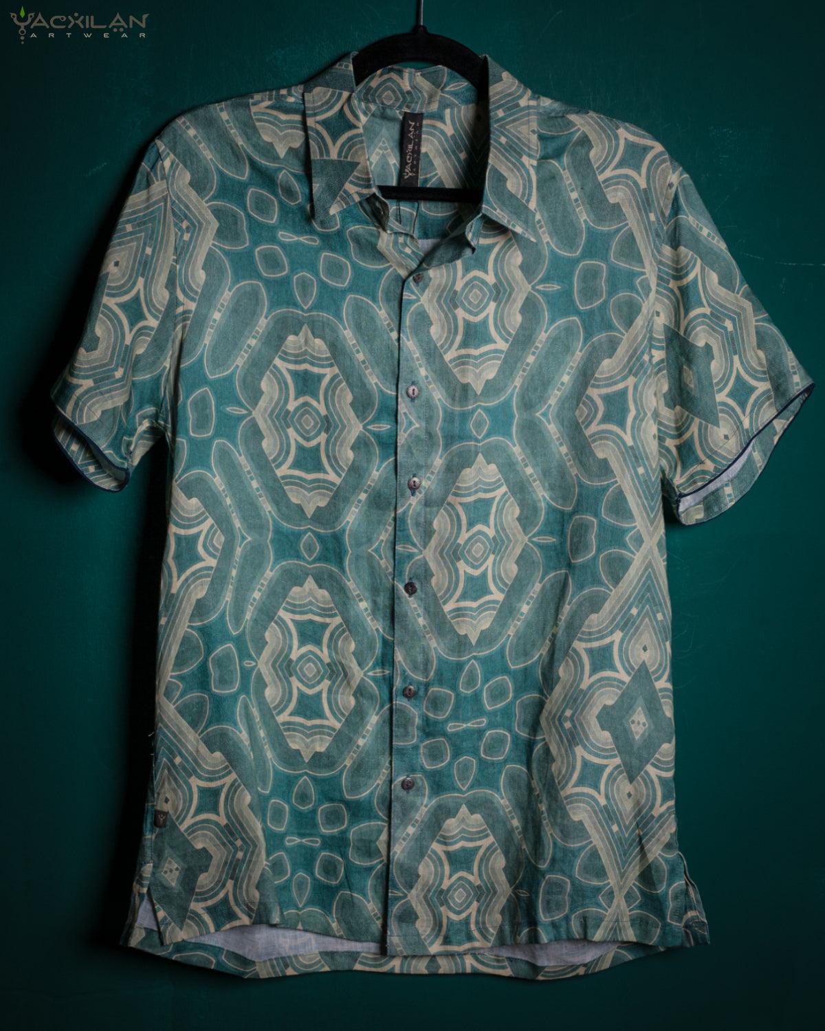 Shirt Men Half Sleeves / Thin Linen- BLUSTAR NEXUS - Yacxilan Artwear