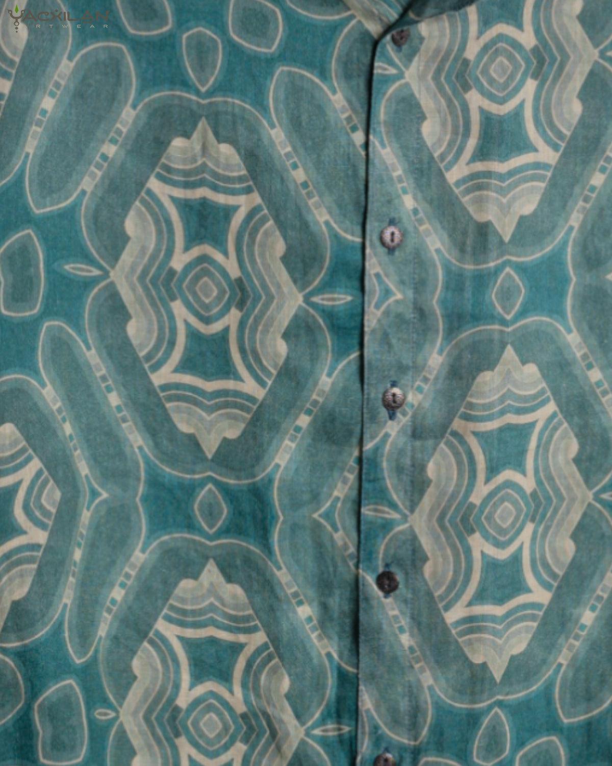 Shirt Men Half Sleeves / Thin Linen- BLUSTAR NEXUS - Yacxilan Artwear