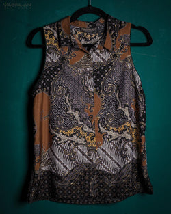 Shirt Woman Sleeveless / Cotton - BATIK Thailatte - Yacxilan Artwear