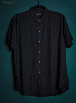 Shirt Men Half Sleeves / Viscose - Black MAZATECH - Yacxilan Artwear