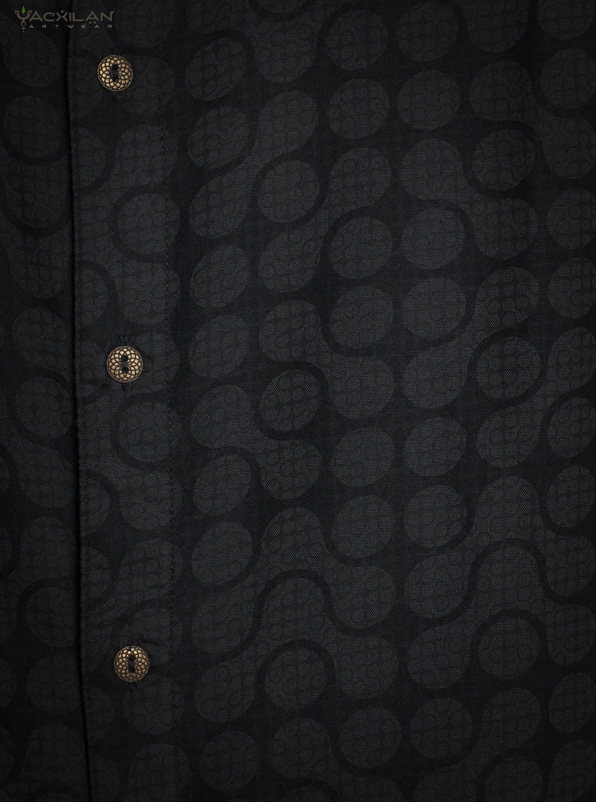 Shirt Men Half Sleeves / Viscose - Grey DOBLE TETRIS - Yacxilan Artwear