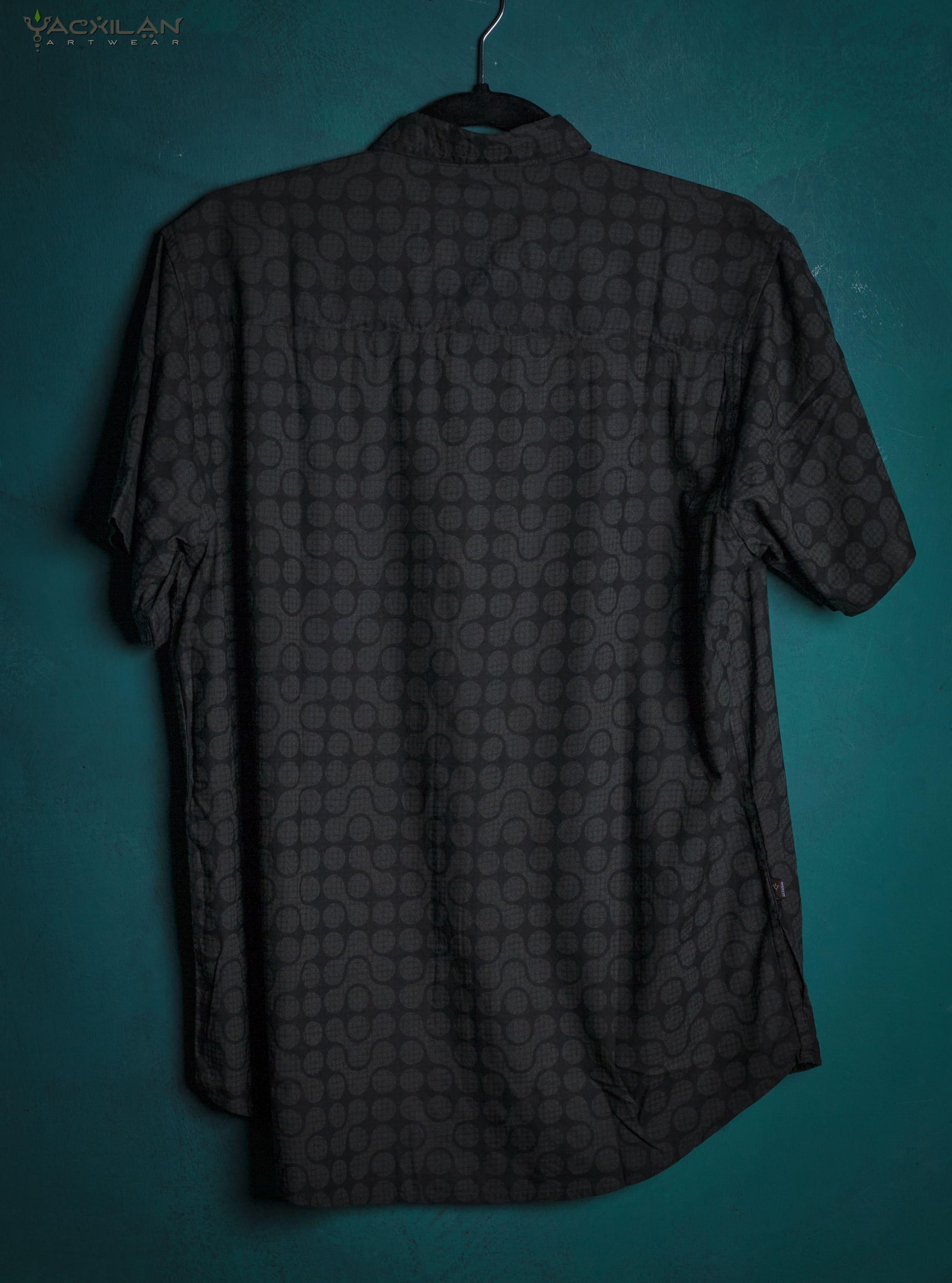 Shirt Men Half Sleeves / Viscose - Grey DOBLE TETRIS - Yacxilan Artwear