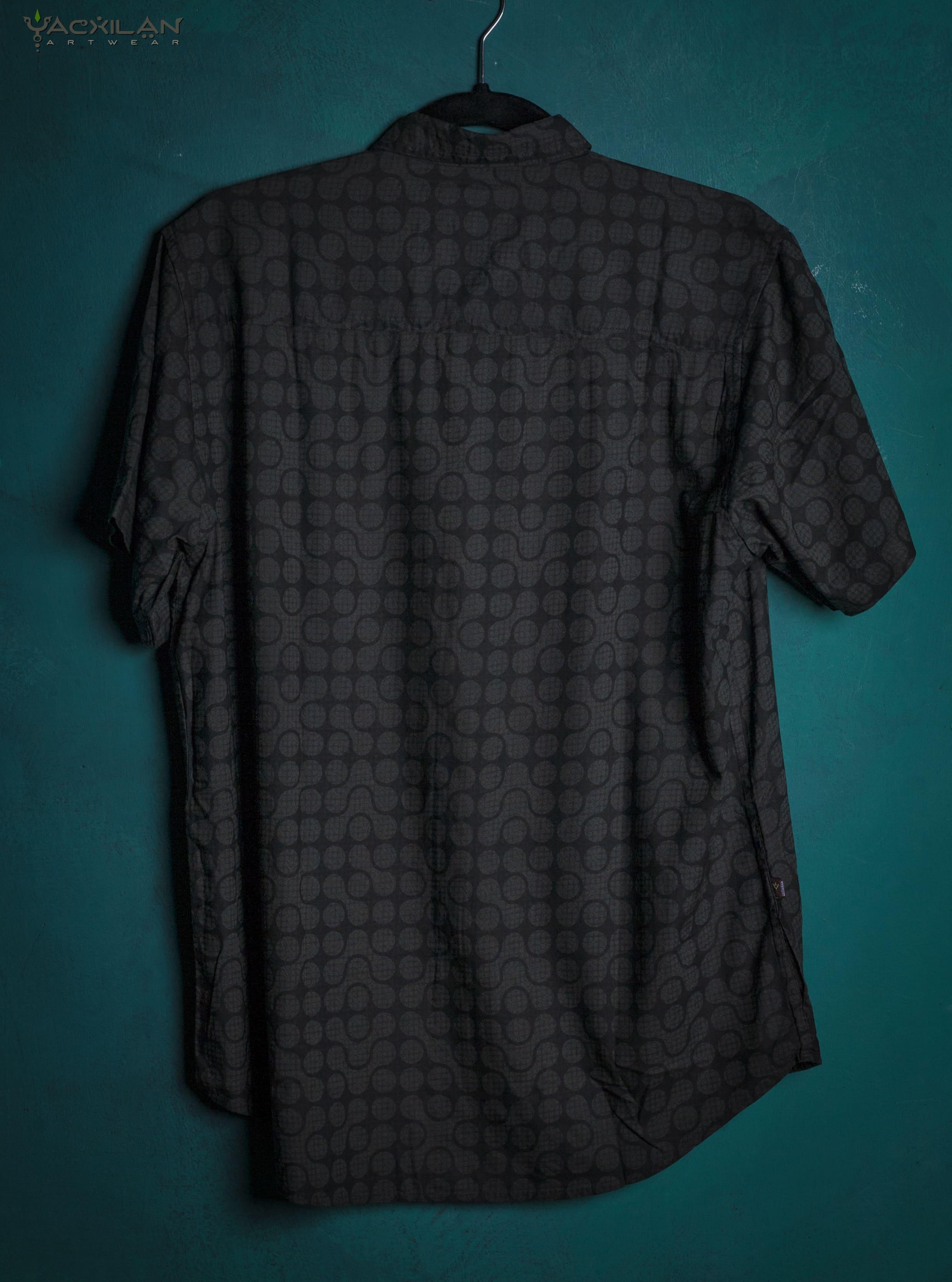 Shirt Men Half Sleeves / Viscose - Grey DOBLE TETRIS - Yacxilan Artwear