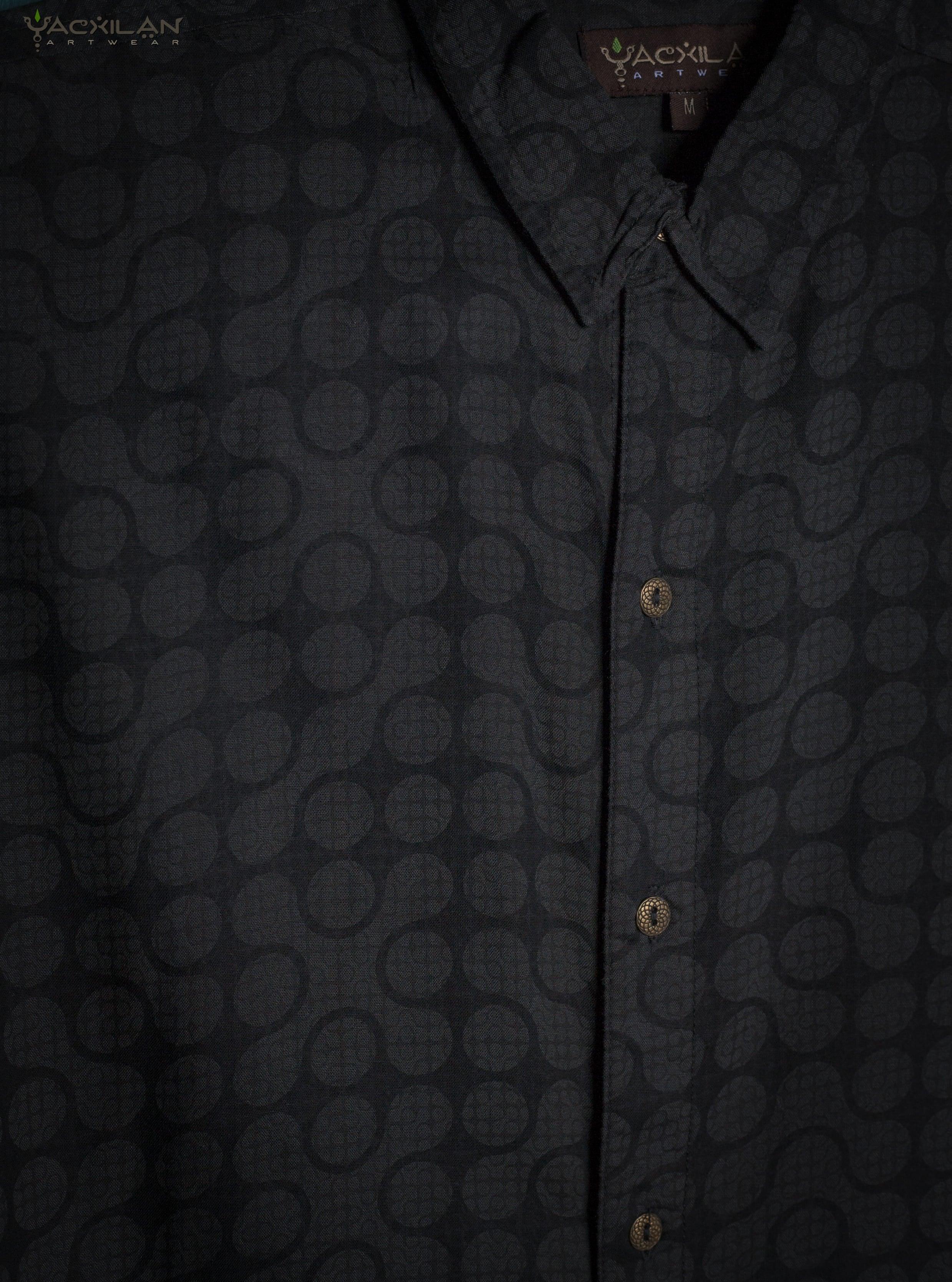 Shirt Men Half Sleeves / Viscose - Grey DOBLE TETRIS - Yacxilan Artwear