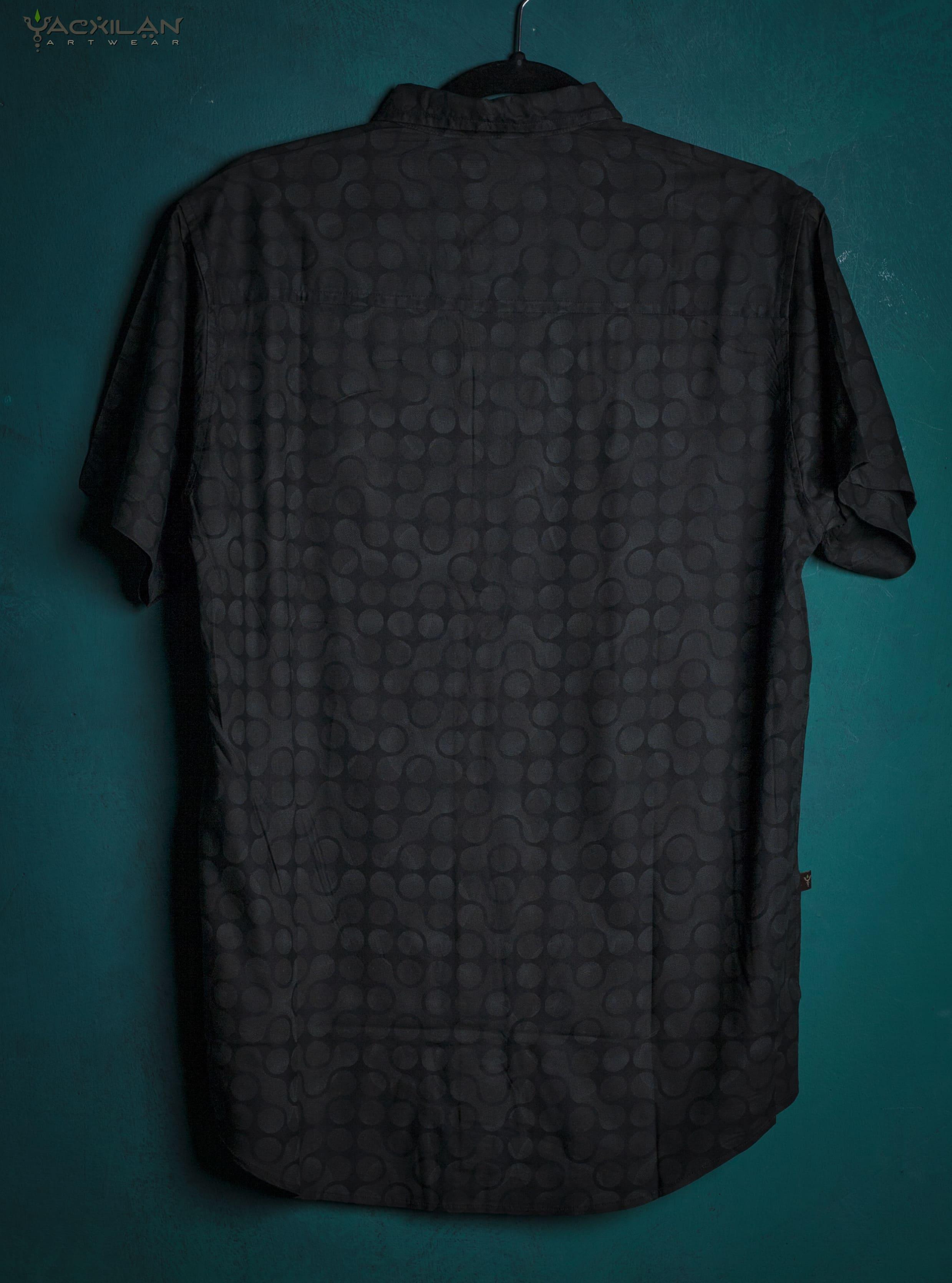 Shirt Men Half Sleeves / Viscose - Grey ORGANIC TETRIS - Yacxilan Artwear