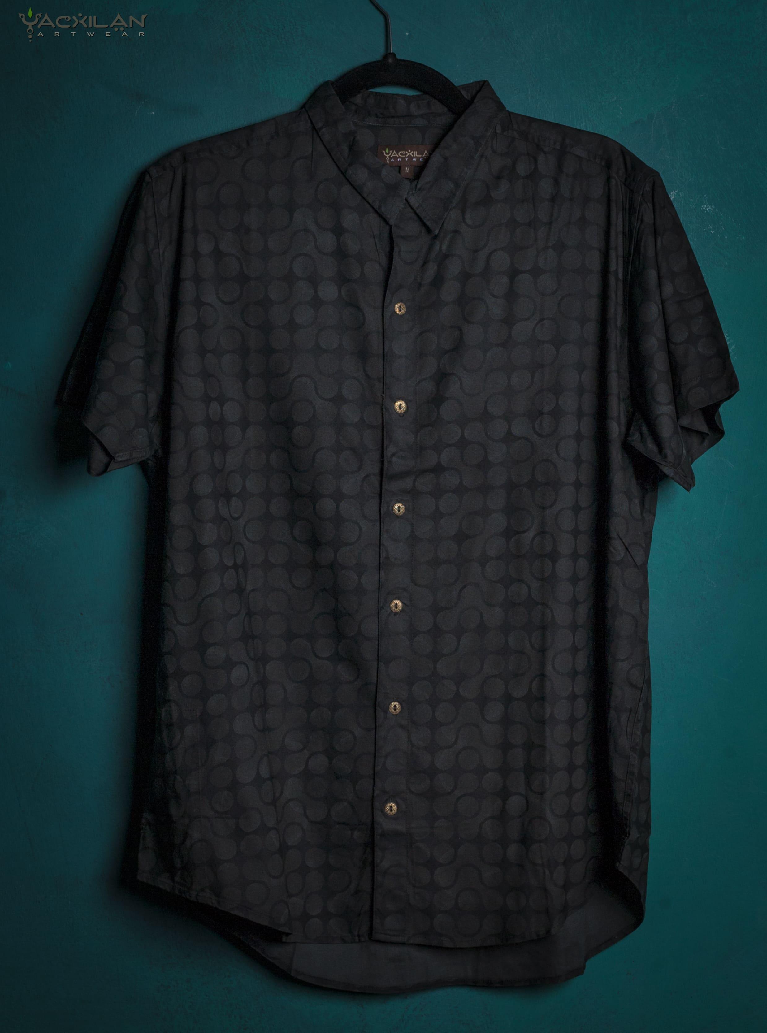 Shirt Men Half Sleeves / Viscose - Grey ORGANIC TETRIS - Yacxilan Artwear