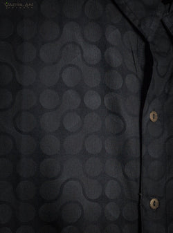 Shirt Men Half Sleeves / Viscose - Grey ORGANIC TETRIS - Yacxilan Artwear