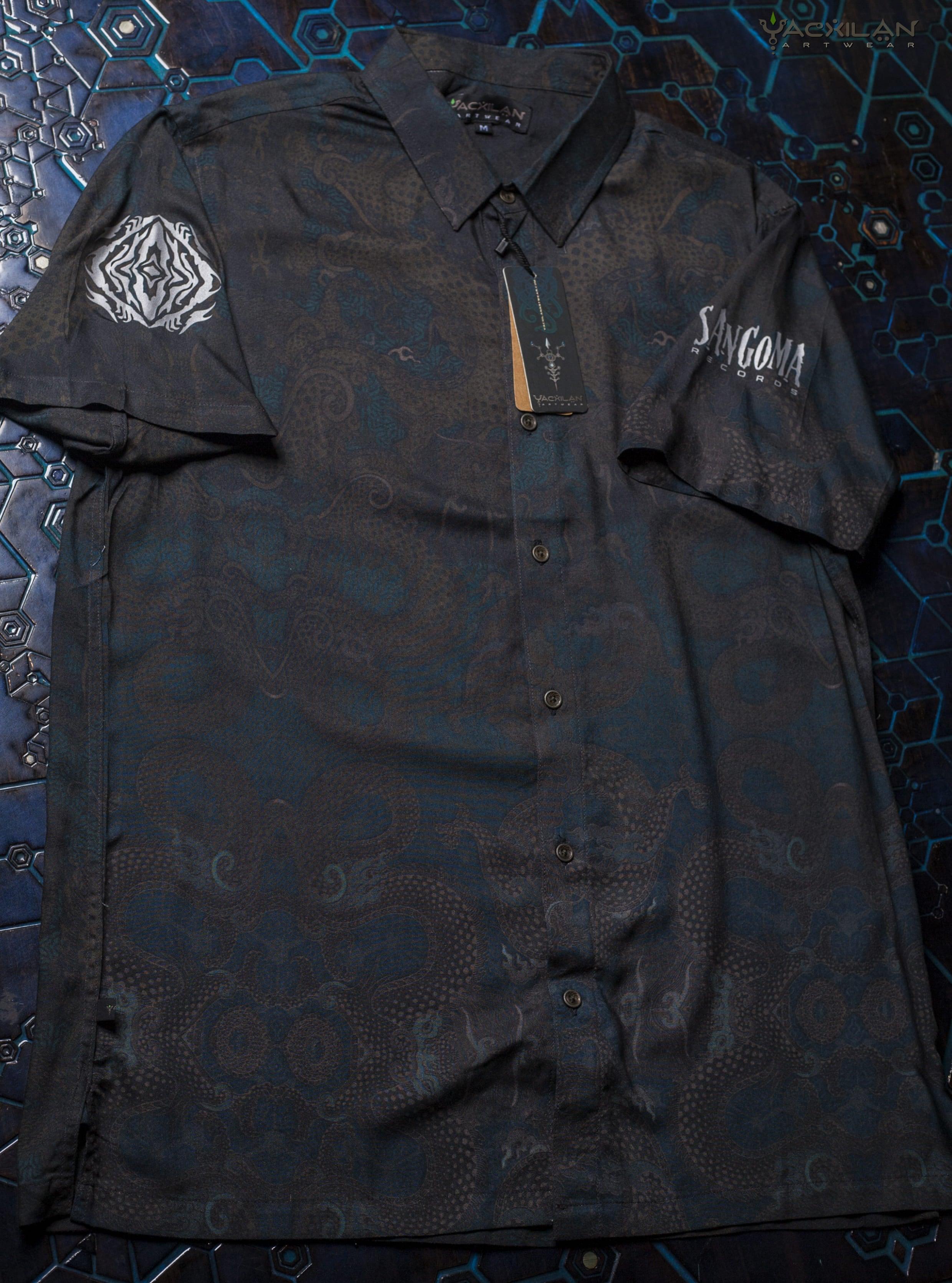 Shirt Men Half Sleeves / Viscose - SANGOMA DRAGONS - Yacxilan Artwear