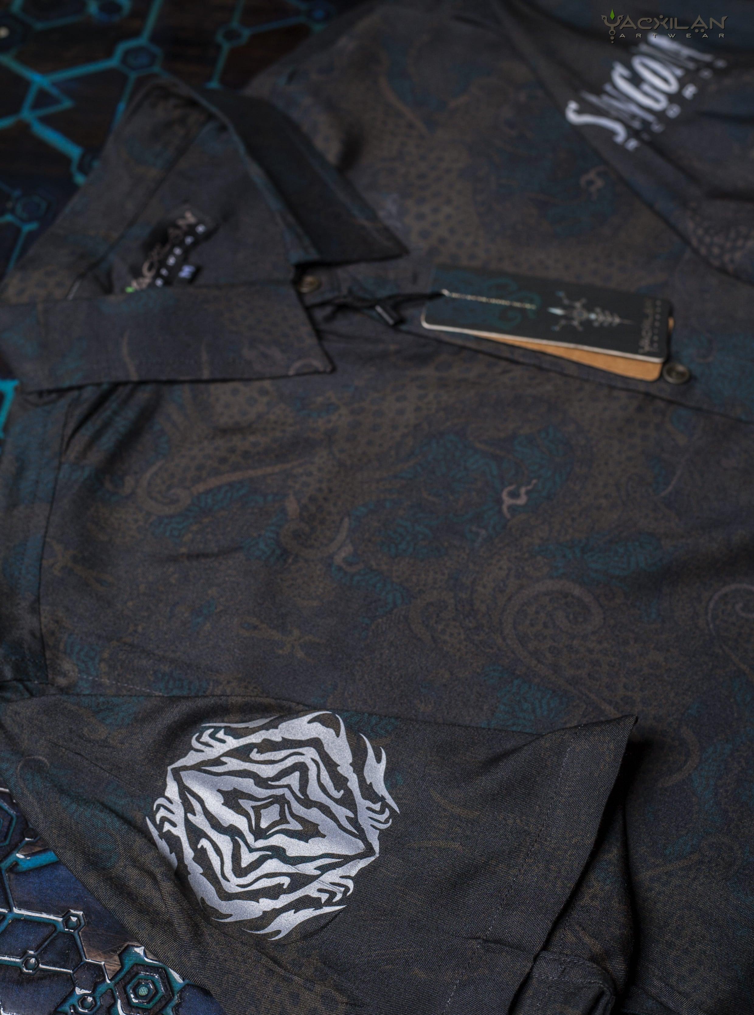 Shirt Men Half Sleeves / Viscose - SANGOMA DRAGONS - Yacxilan Artwear