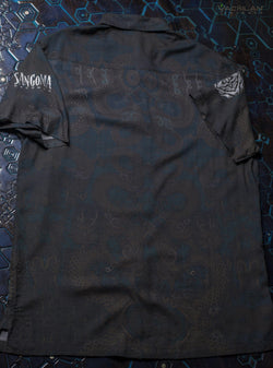 Shirt Men Half Sleeves / Viscose - SANGOMA DRAGONS - Yacxilan Artwear