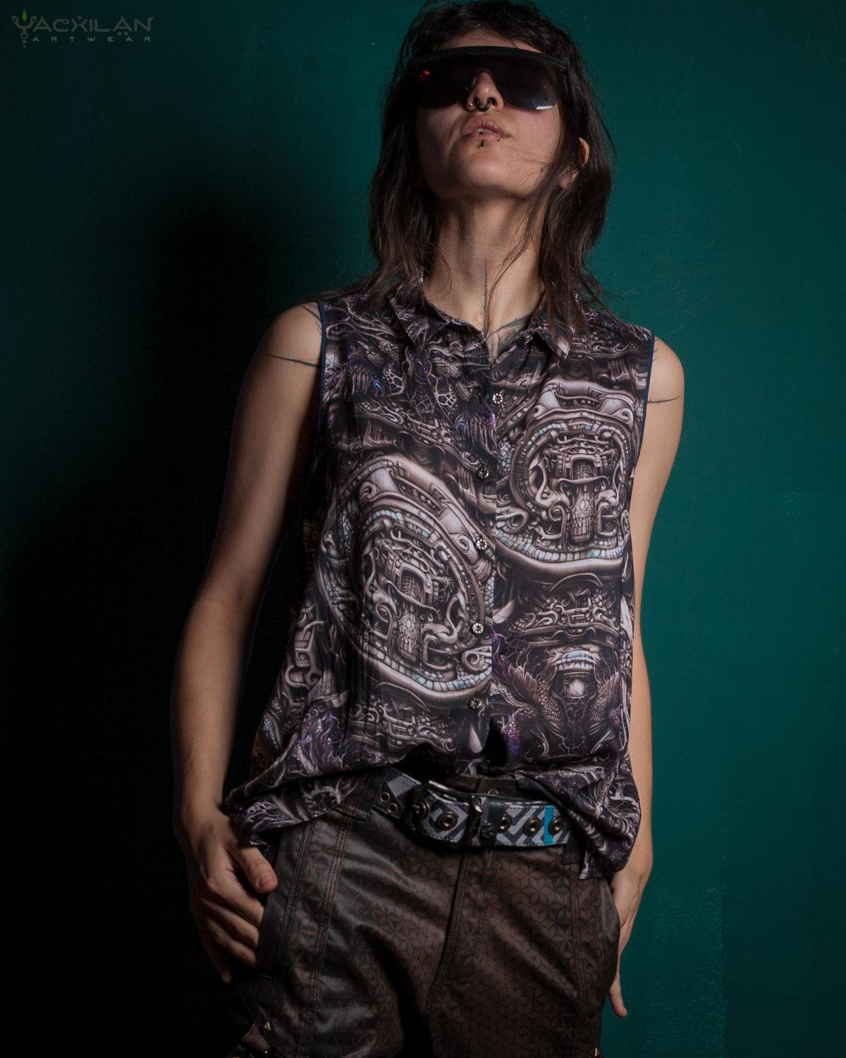 Shirt Woman Sleeveless Buttons / Bamboo Fibers - KETZALCOATL - Yacxilan Artwear