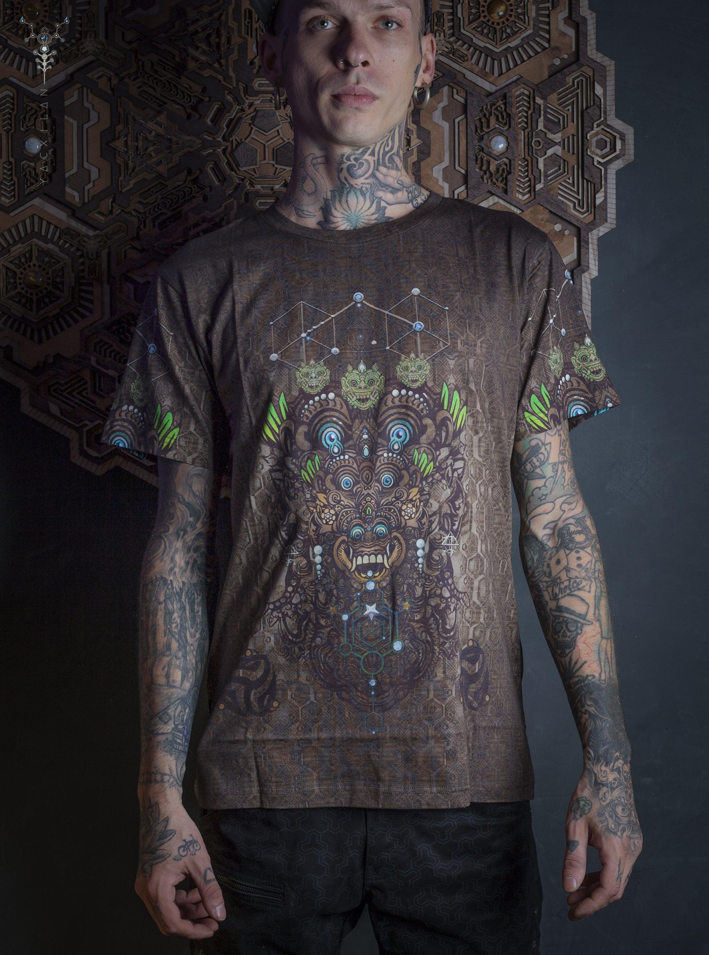 T-Shirt Men / Cotton Bamboo All over Digital Print - BHAIRAV HEX Yacxilan Artwear