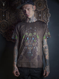 T-Shirt Men / Cotton Bamboo All over Digital Print - BHAIRAV HEX Yacxilan Artwear