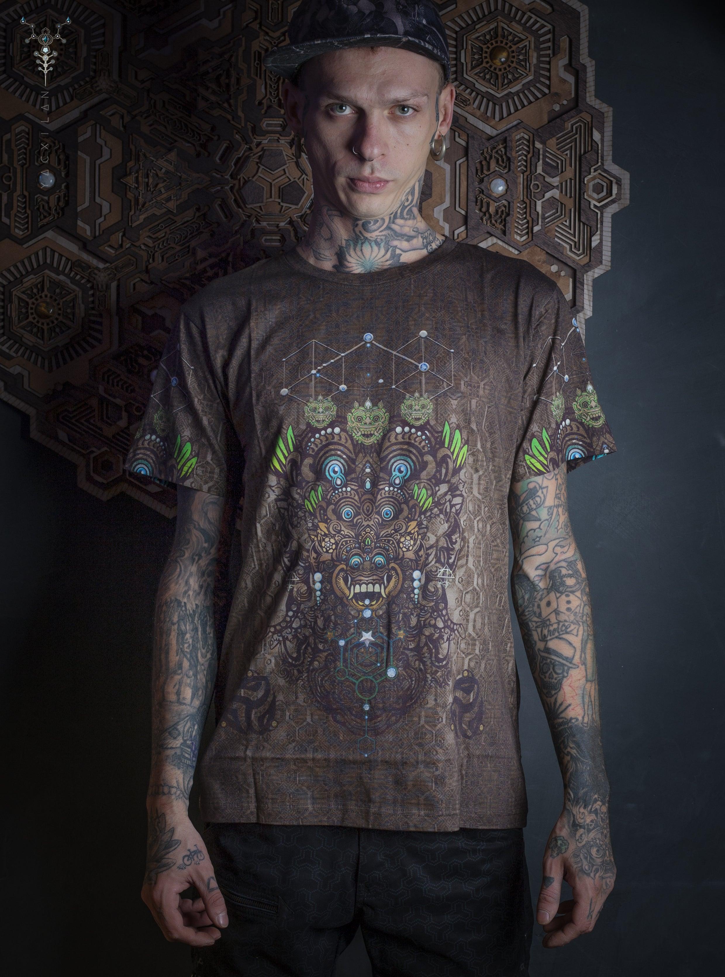 T-Shirt Men / Cotton Bamboo All over Digital Print - BHAIRAV HEX Yacxilan Artwear