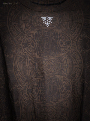 T-Shirt Men Longsleeve / Bamboo Veg Dye and Print Brown - RETRO FUTURE