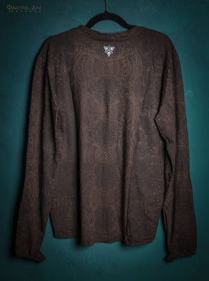 T-Shirt Men Longsleeve / Bamboo Veg Dye and Print Brown - RETRO FUTURE