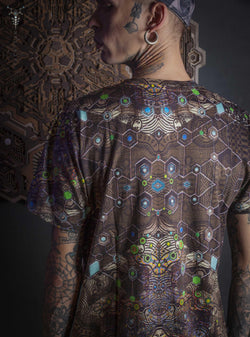 T-Shirt Men / Cotton Bamboo All over Digital Print - PSYGALAK Yacxilan Artwear