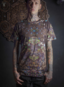 T-Shirt Men / Cotton Bamboo All over Digital Print - PSYGALAK Yacxilan Artwear