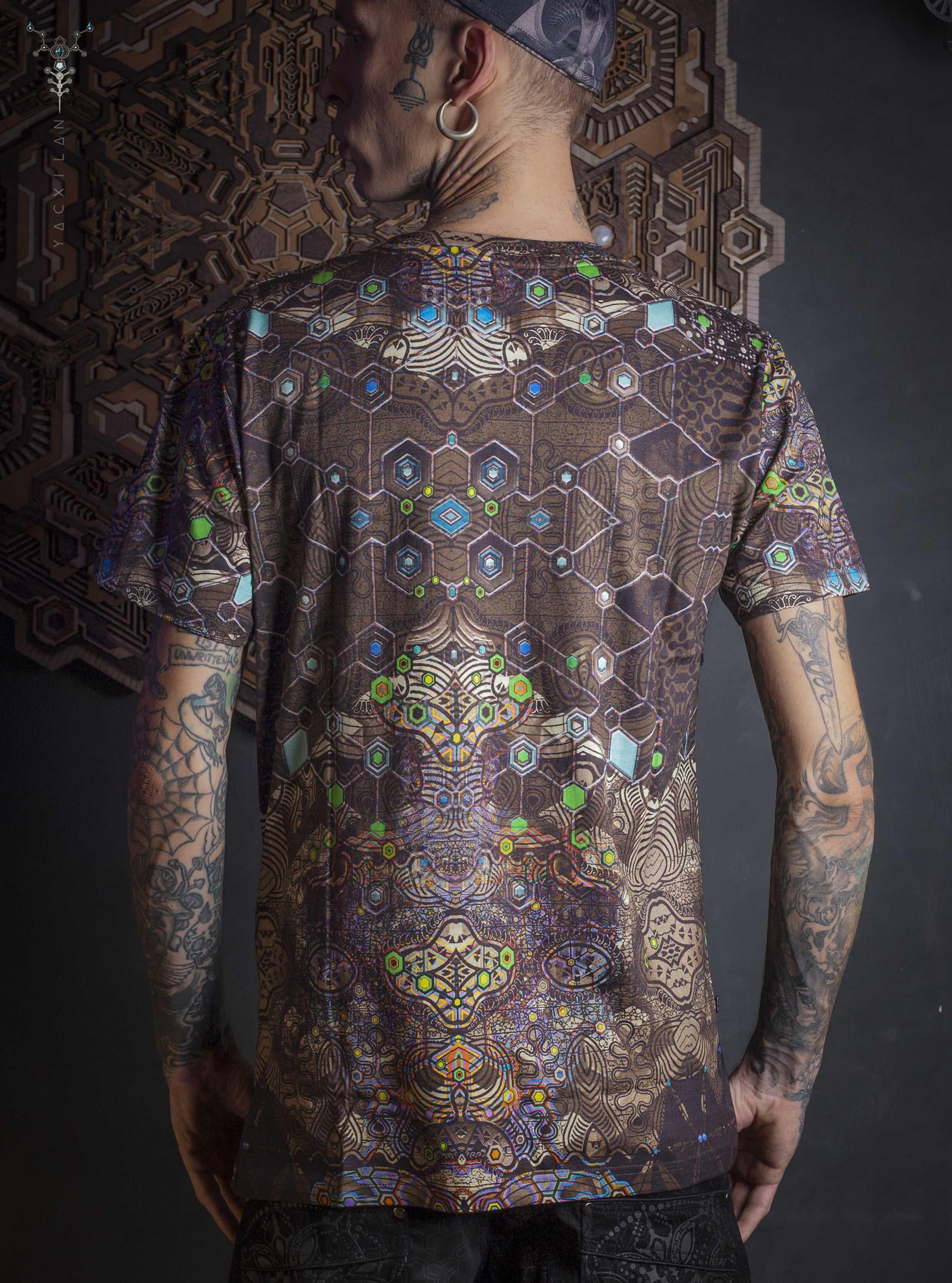 T-Shirt Men / Cotton Bamboo All over Digital Print - PSYGALAK Yacxilan Artwear