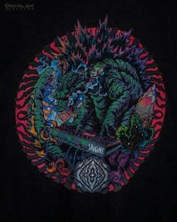 T-Shirt Men / Organic Cotton Black - Sangoma GODZILLA SUN - Yacxilan Artwear