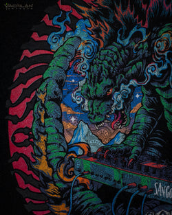 T-Shirt Men / Organic Cotton Black - Sangoma GODZILLA SUN - Yacxilan Artwear