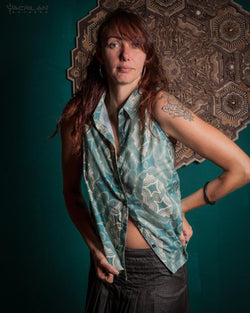 Shirt Sleeveless Woman / Thin Linen - BLUSTAR NEXUS - Yacxilan Artwear