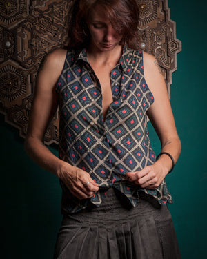 Shirt Woman Sleeveless Buttons / Bamboo Fibers - GURUCCI